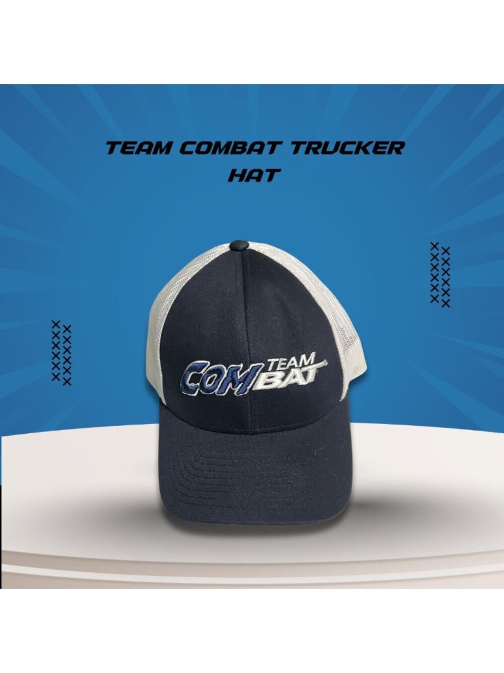 Team Combat Trucker Hat Navy Blue Mesh Snapback Adjustable Pro Model 104C